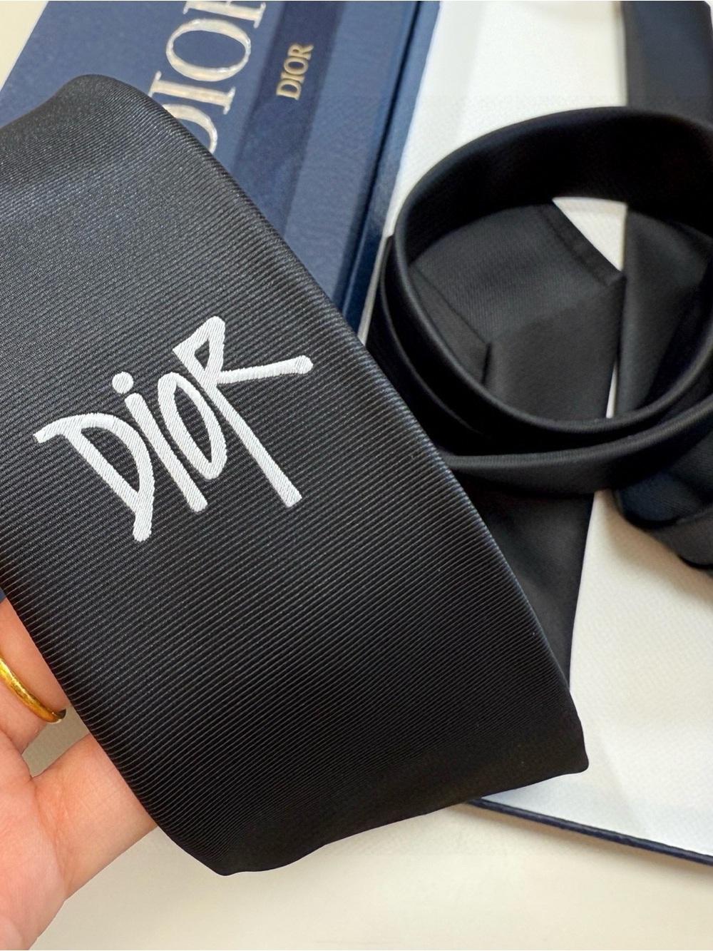 Dior Black Silk Signature Tie - Picture 8 of 9